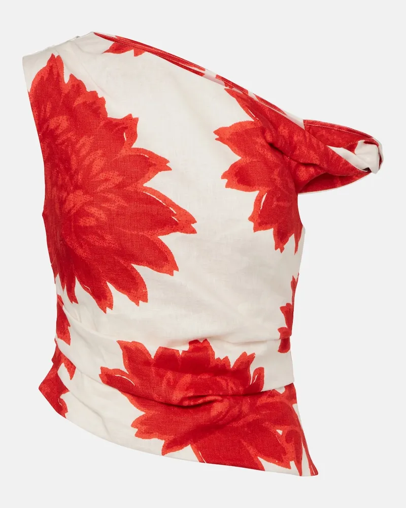 SIR Top in lino con stampa floreale Bianco