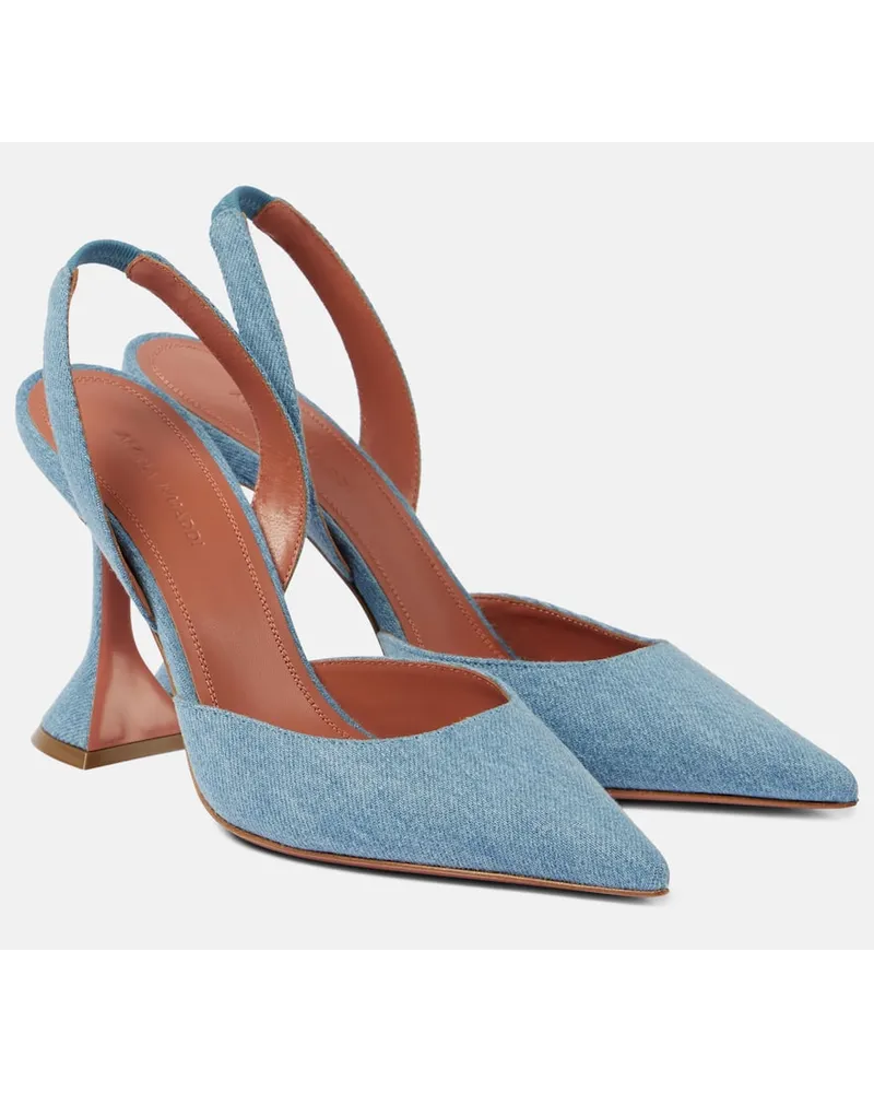 Amina Muaddi Pumps slingback Holli 95 in denim Blu
