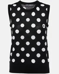 Dolce & Gabbana Tank top in lana e seta a pois Nero