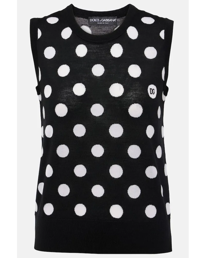 Dolce & Gabbana Tank top in lana e seta a pois Nero