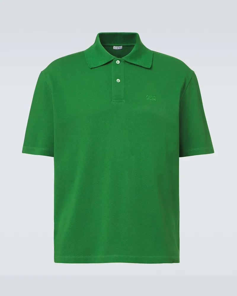 Loewe Polo in cotone con logo ricamato Verde