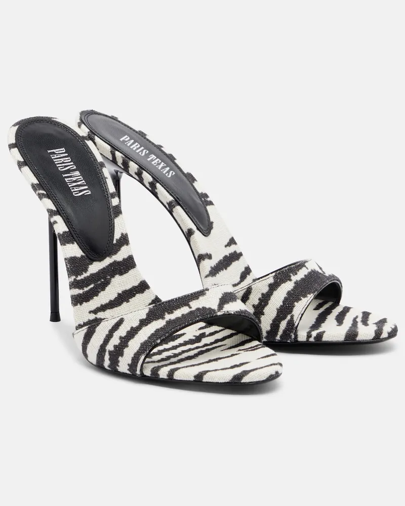 Paris Texas Mules Lidia in canvas con stampa Bianco