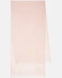 Valentino Garavani Sciarpa VLogo in misto cashmere e seta Rosa