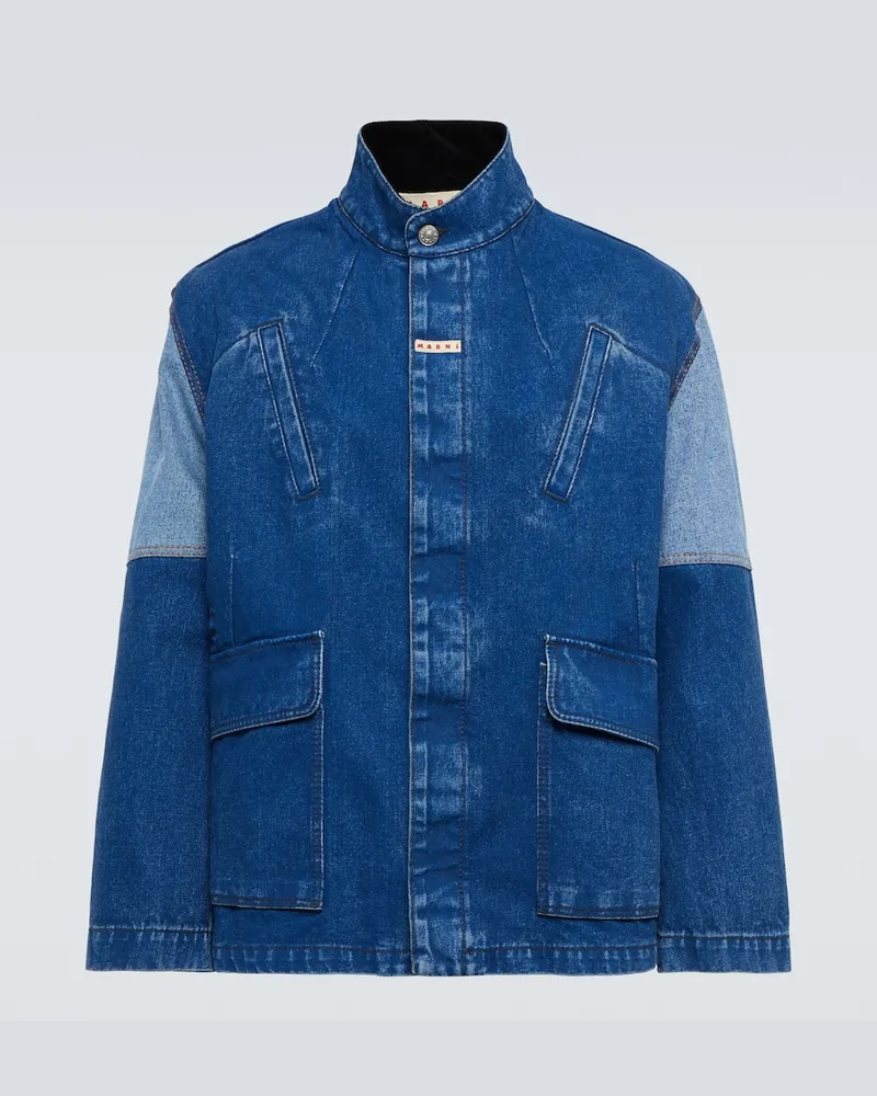 Marni Giacca di jeans con inserti Blu