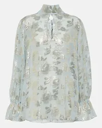 Nina Ricci Blusa in jacquard di misto seta Blu