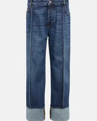 Bottega Veneta Jeans regular cropped a vita alta Blu