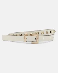 Valentino Garavani Cintura slim Rockstud in pelle Bianco