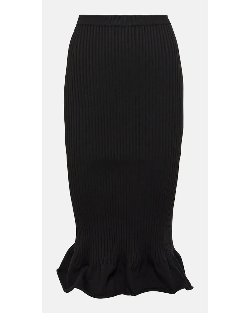KHAITE Gonna midi Sapphi in maglia a coste Nero