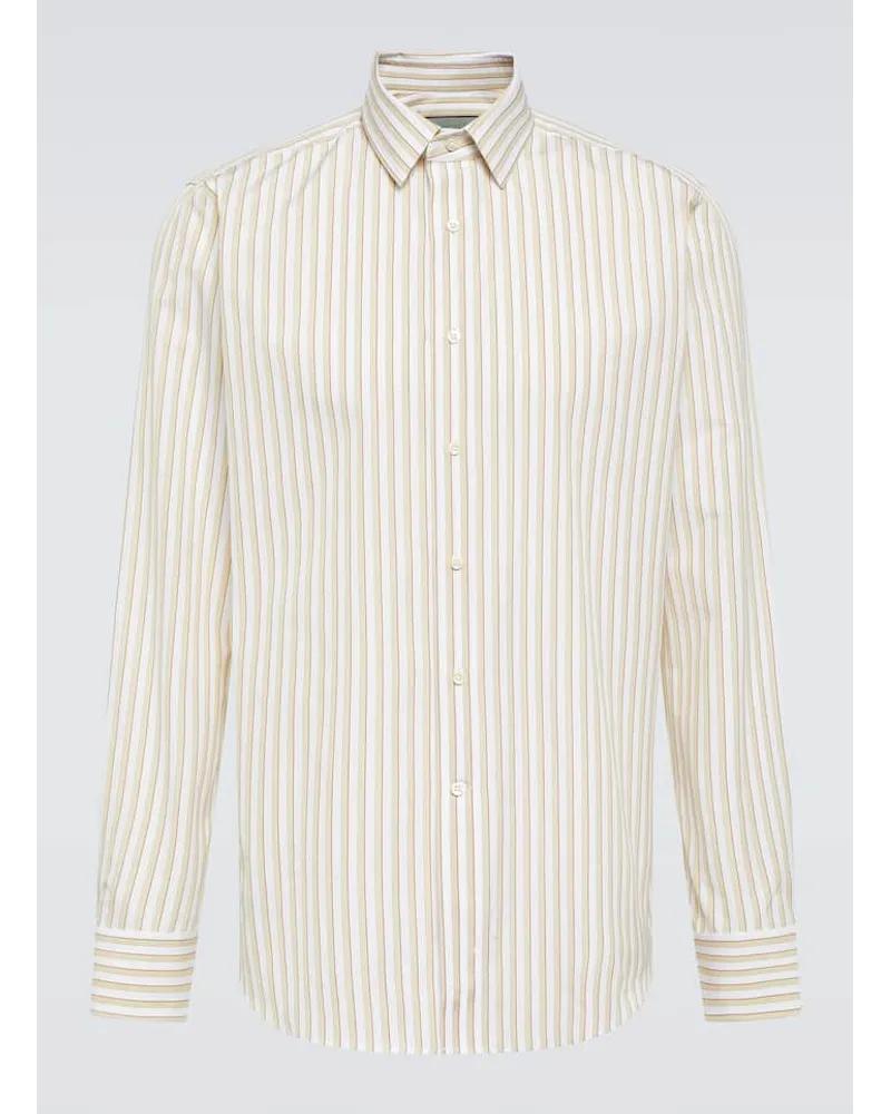 Canali Camicia in cotone a righe Beige