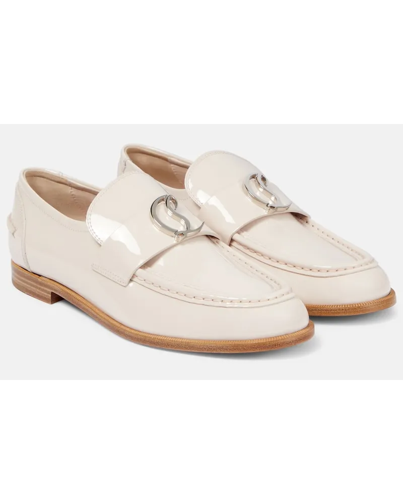 Christian Louboutin Mocassini CL Moc in vernice con logo Beige