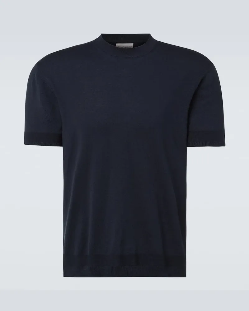 Moncler T-shirt in seta e cotone Blu
