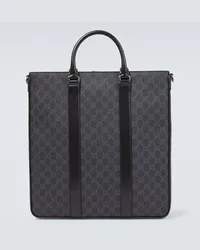 Gucci Borsa GG Supreme Medium con pelle Nero