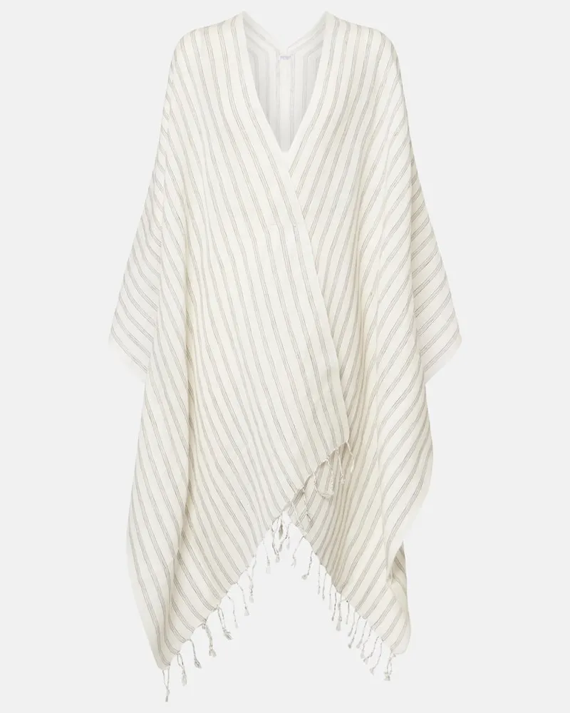 Brunello Cucinelli Cardigan in lino a righe Bianco