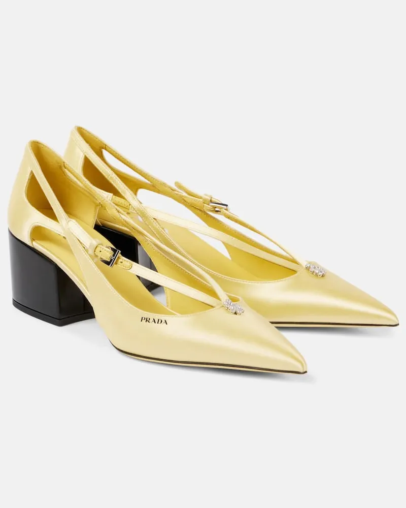 Prada Pumps 55 in raso con cut-out Giallo