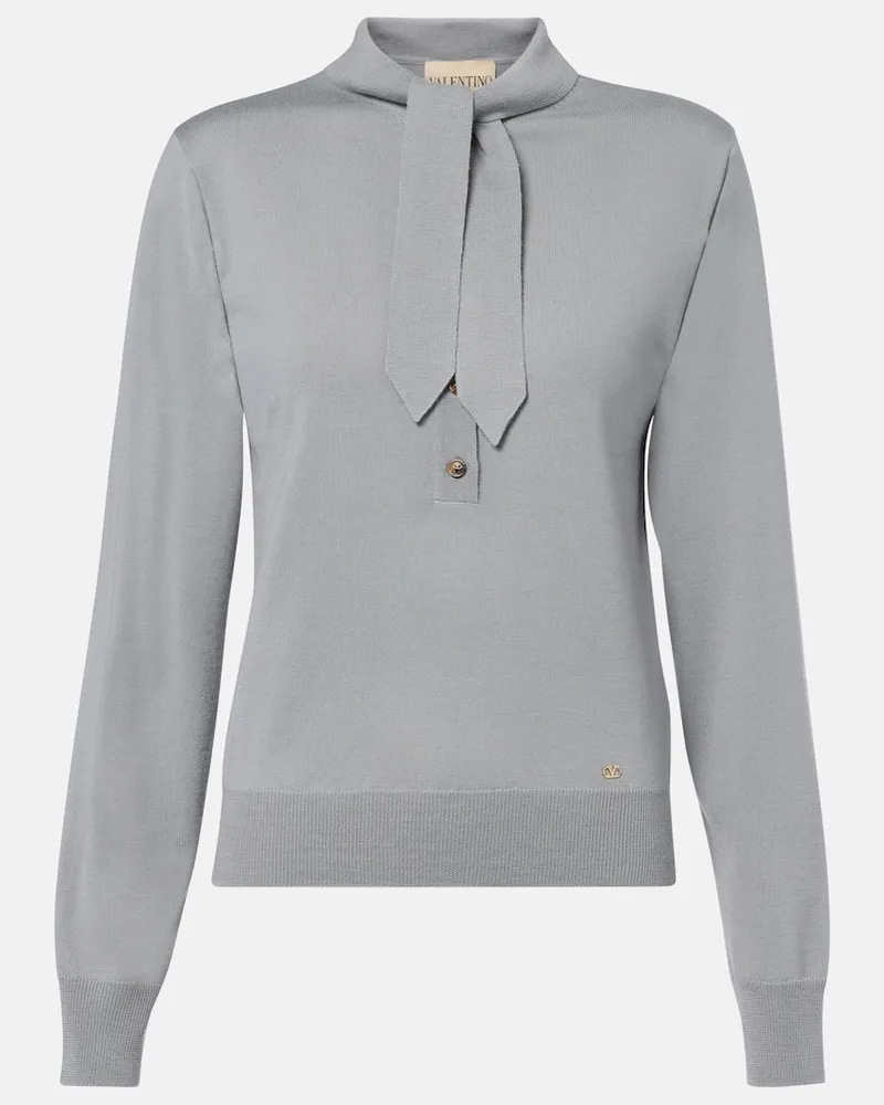 Valentino Garavani Pullover in lana vergine con fiocco Grigio