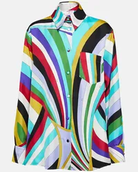 Emilio Pucci Camicia Iride in twill di seta Multicolore