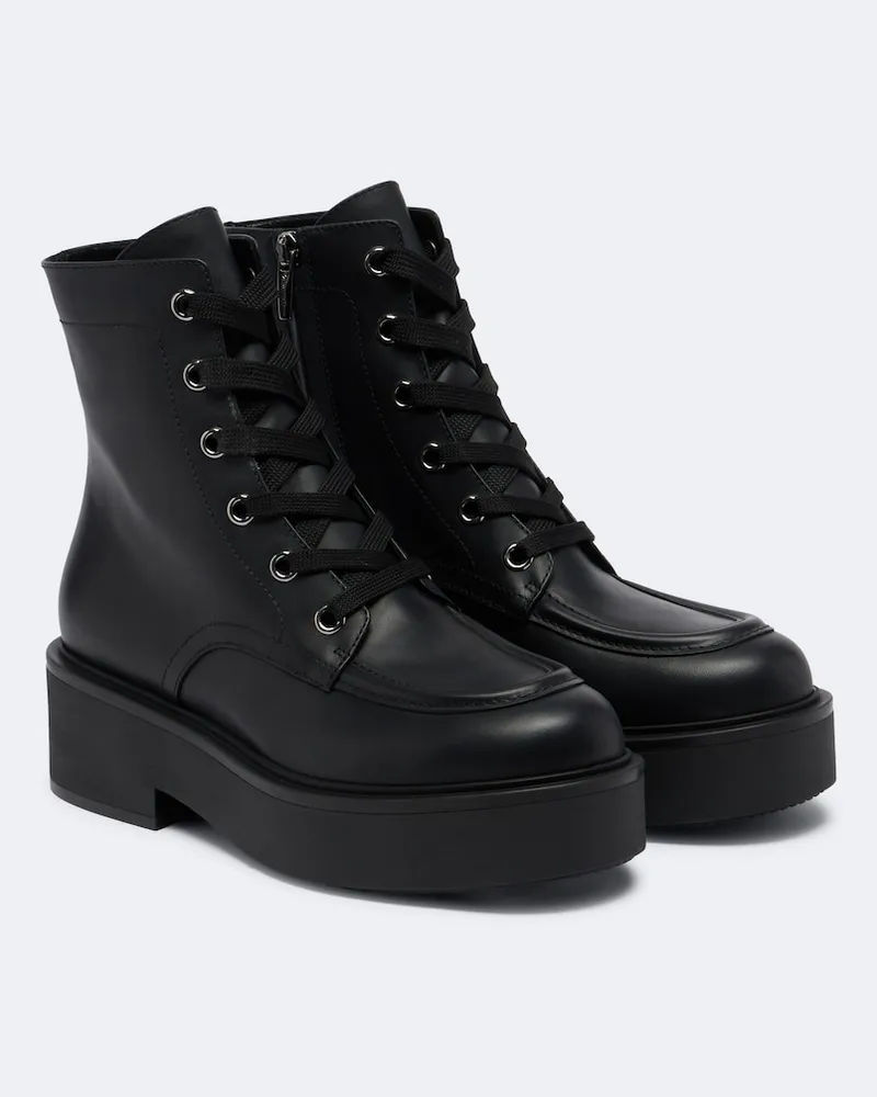Gianvito Rossi Stivali stringati in pelle Nero