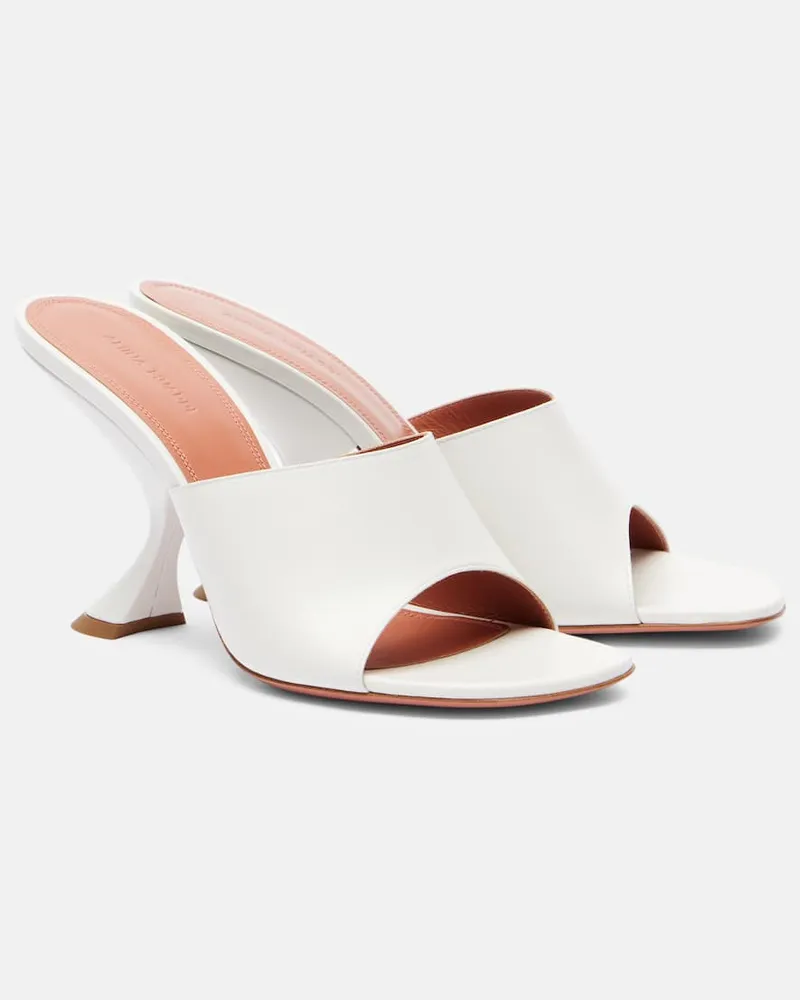 Amina Muaddi Mules Taylor 90 in pelle Bianco