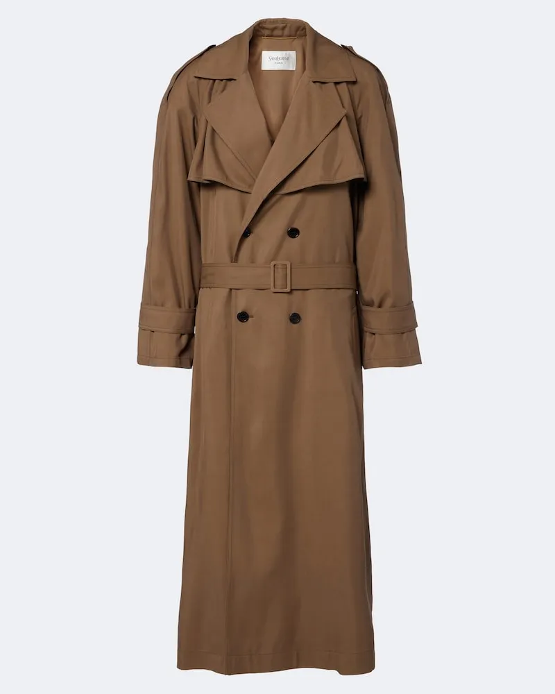 Saint Laurent Trench doppiopetto oversize Marrone
