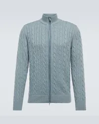 Loro Piana Cardigan in cashmere a trecce Blu