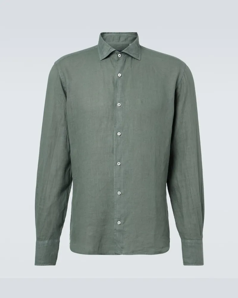 Fedeli Camicia Nick in lino Verde