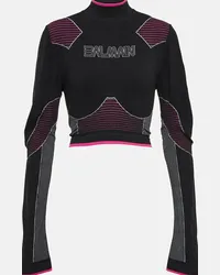 Balmain Top cropped sportivo con logo Nero