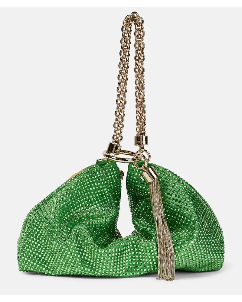 Jimmy Choo Pouch Callie con cristalli Verde