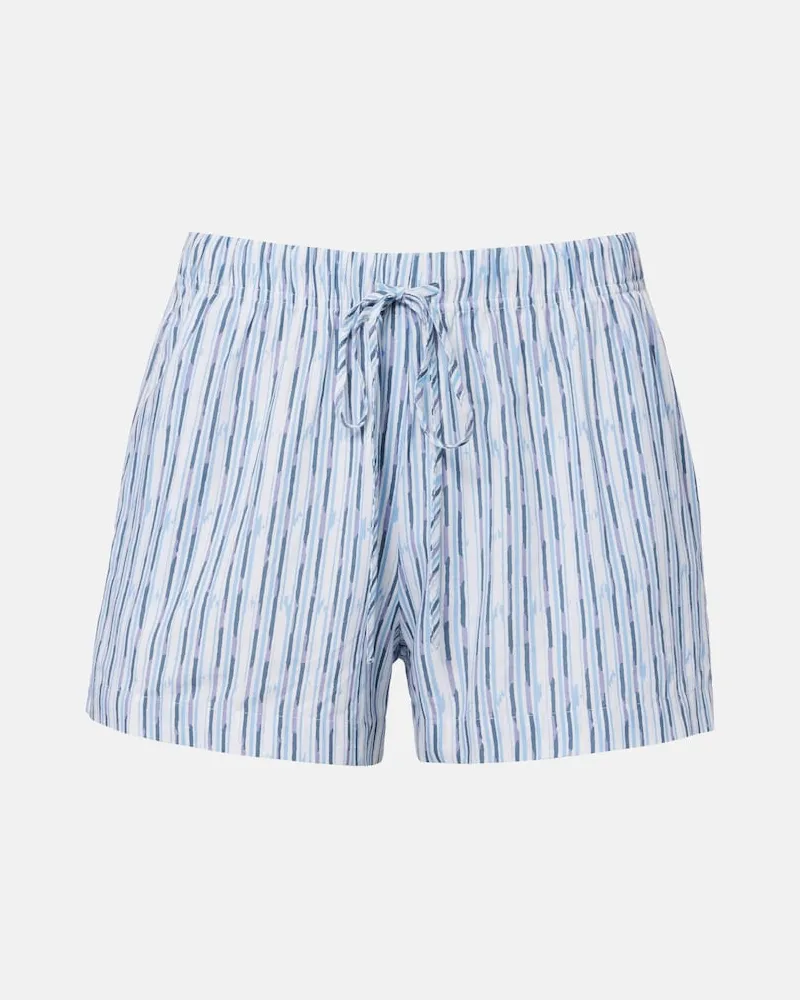 Velvet Shorts Ebba in misto cotone a righe Blu