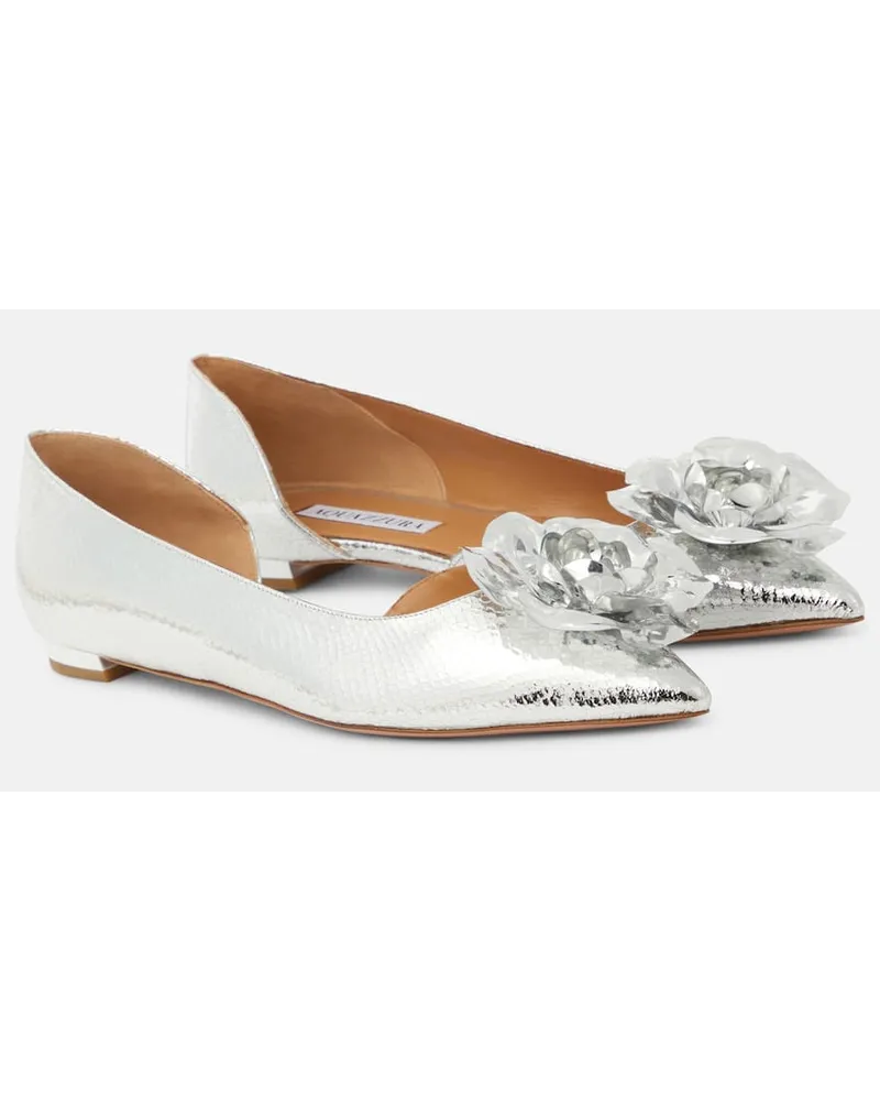 Aquazzura Ballerine Paris Rose in pelle Argento
