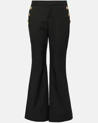 Balmain Pantaloni flared in lana vergine Nero