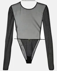 Saint Laurent Body in georgette di misto seta Nero