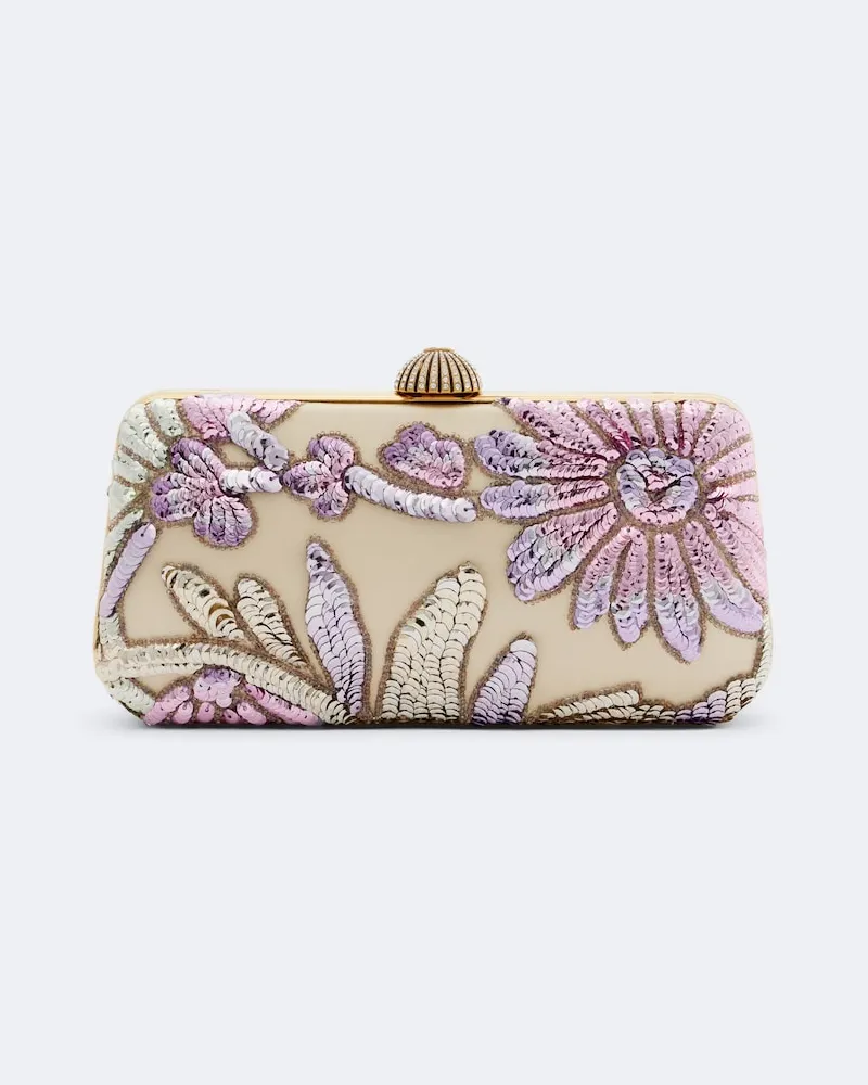 Valentino Garavani Clutch Carry Secrets in satin con paillettes Multicolore