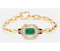 Bracciale in oro 18kt con diamanti e smeraldi