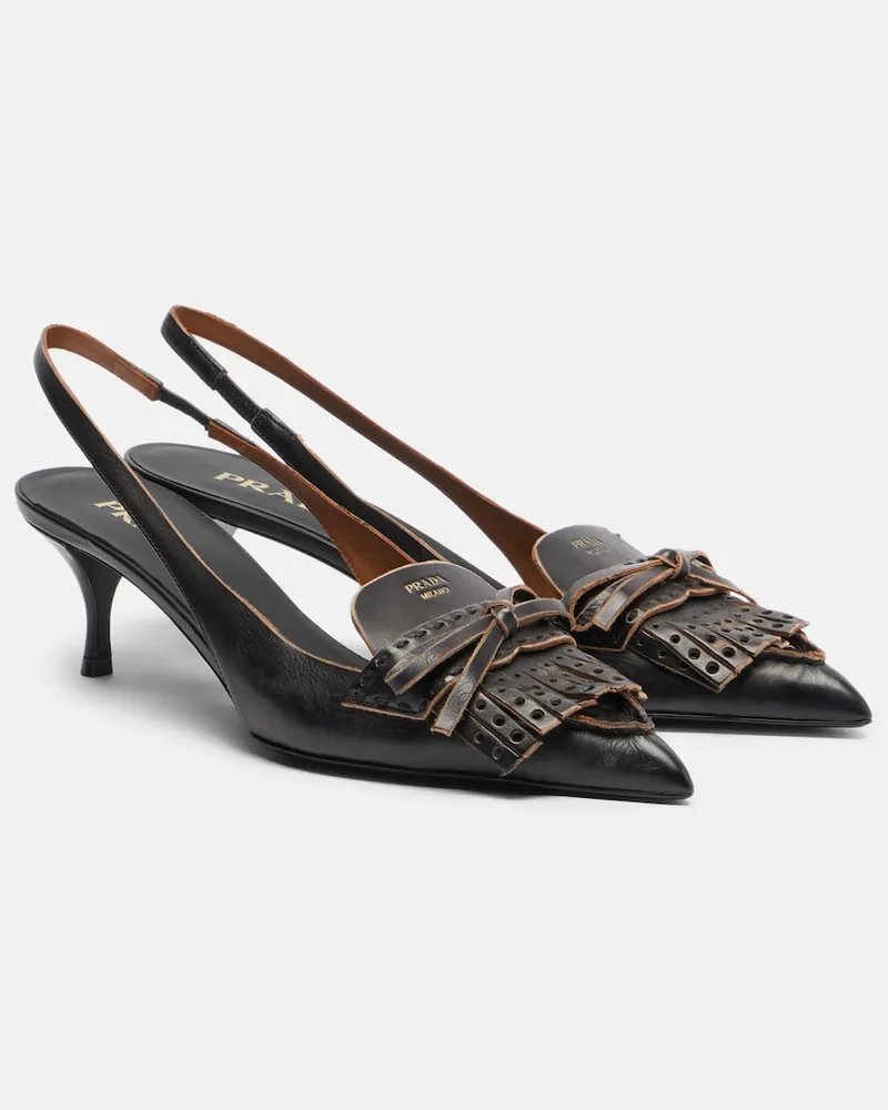 Prada Pumps slingback in pelle con fiocco Nero