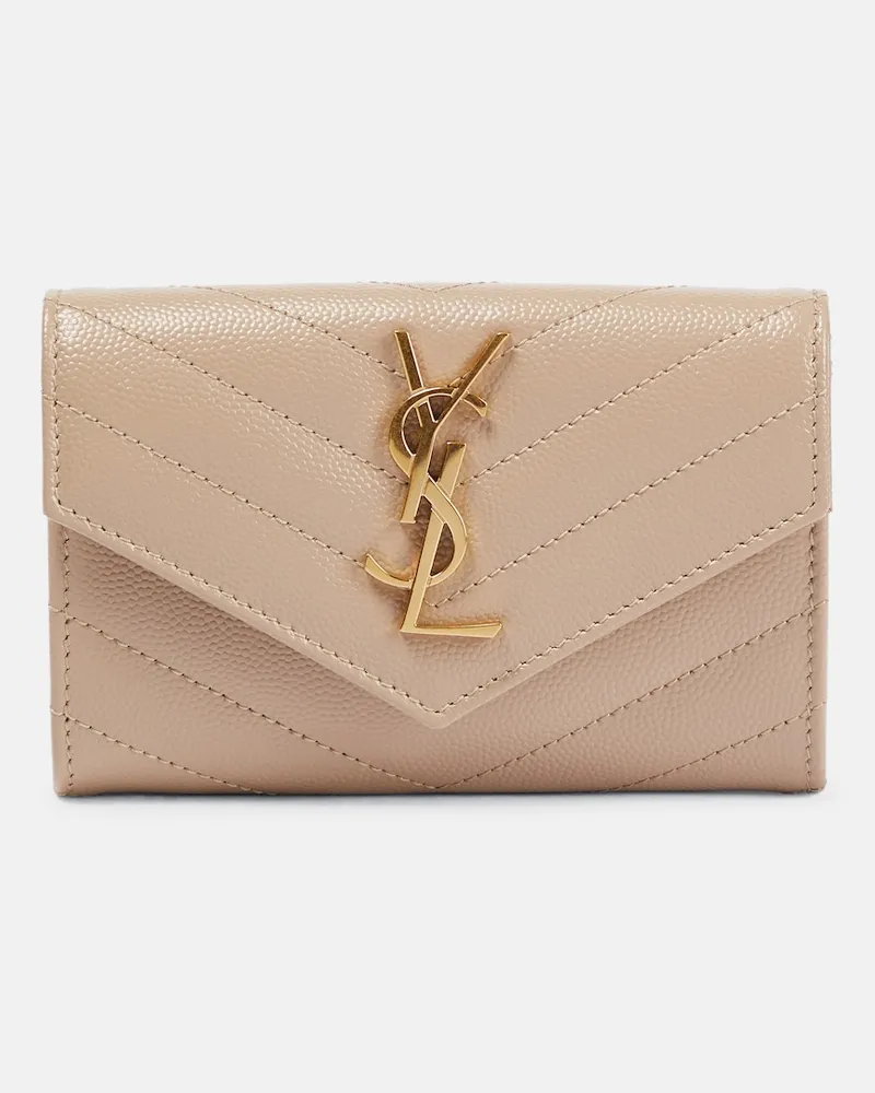 Saint Laurent Portafoglio Monogram Small in pelle Beige