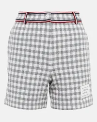 Thom Browne Shorts a vita alta in cotone a quadretti Grigio