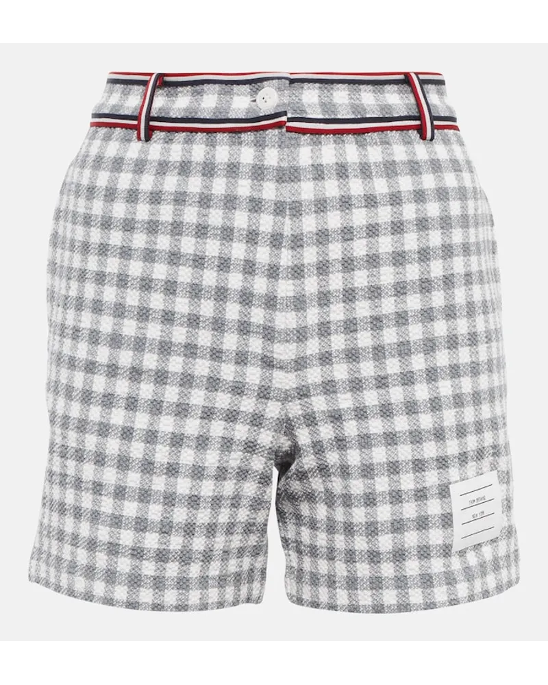 Thom Browne Shorts a vita alta in cotone a quadretti Grigio