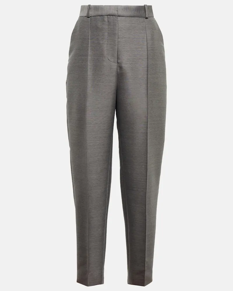 Totême Pantaloni regular in misto lana e cotone Grigio