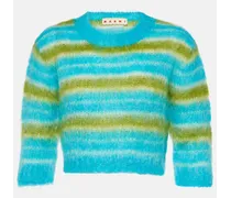 Pullover cropped in misto mohair a righe