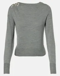 Erdem Pullover in lana con cristalli Grigio