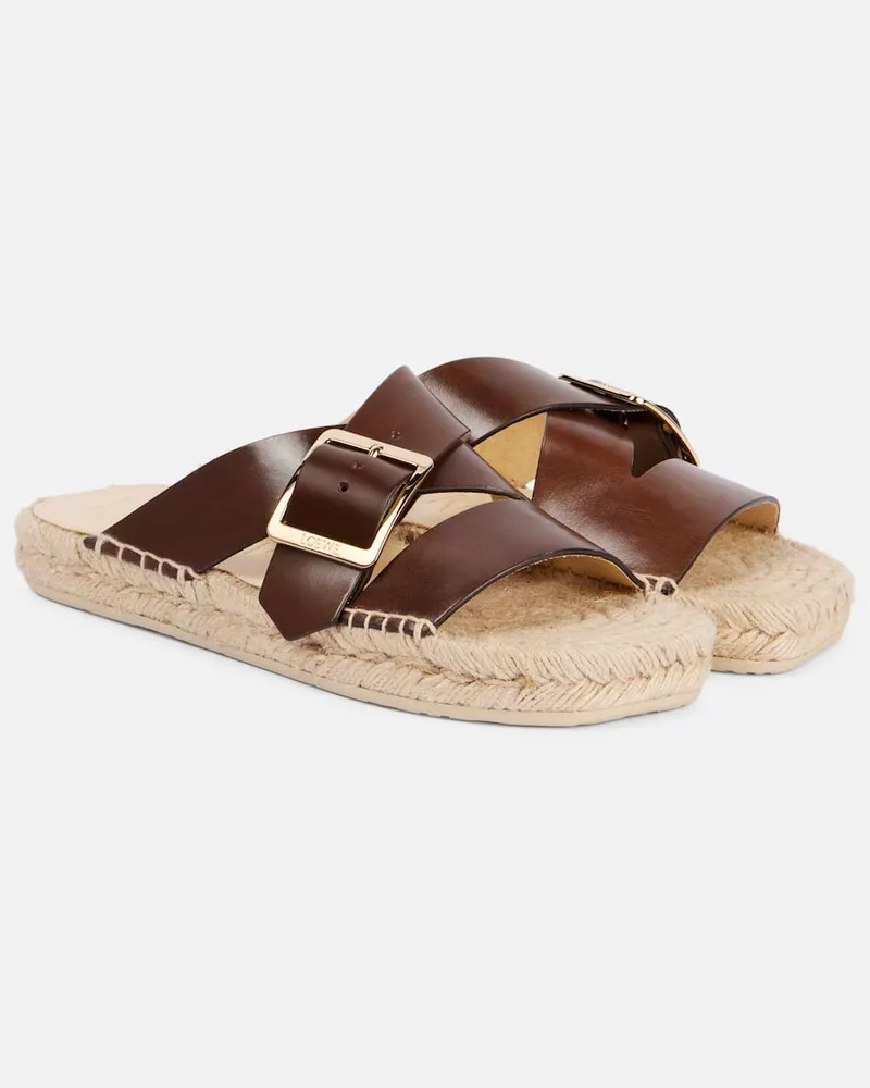 Loewe Paula's Ibiza - Espadrillas Petal in pelle Marrone