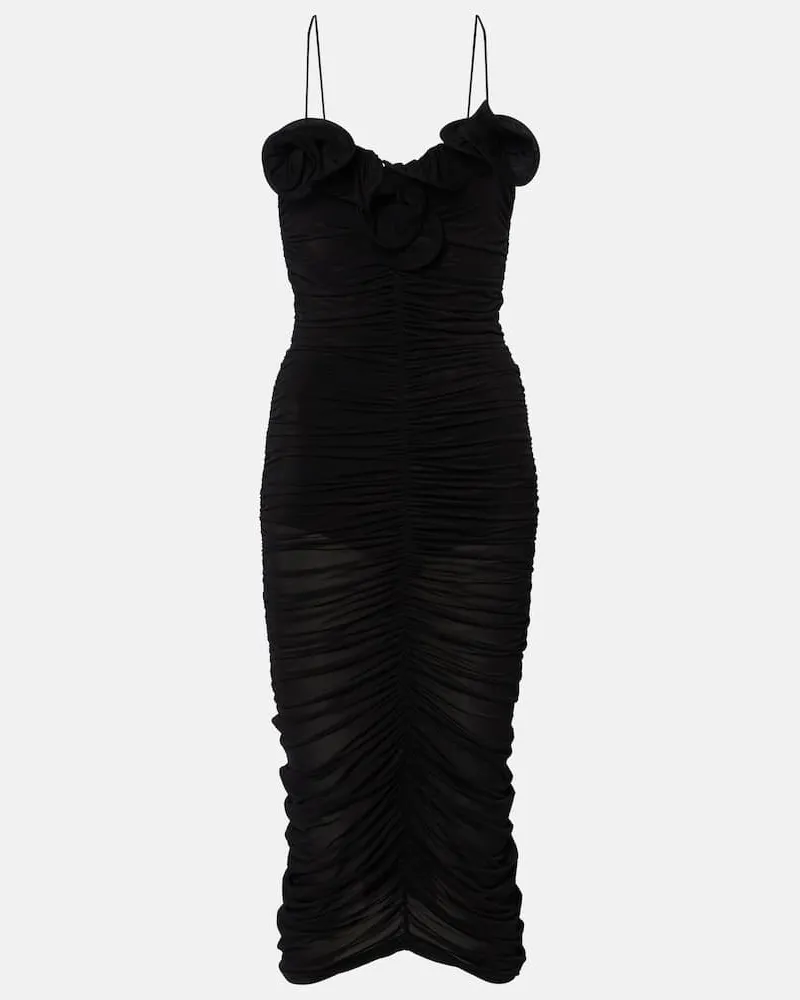 Magda Butrym Abito midi in jersey con balze Nero