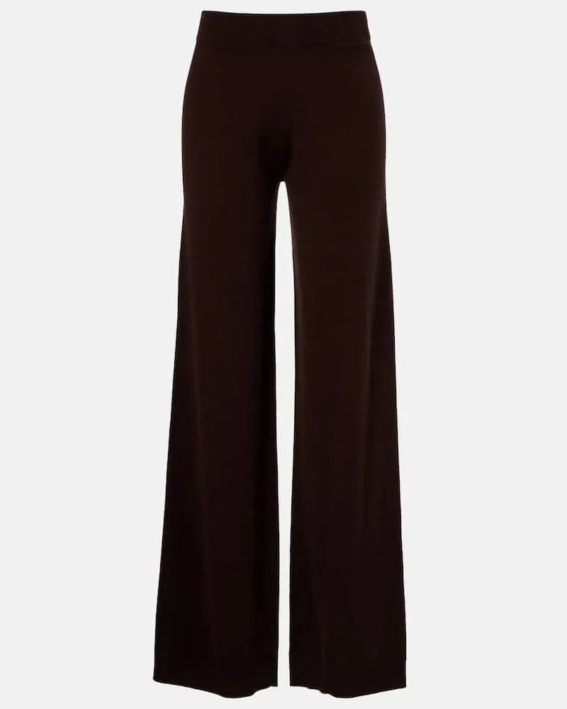 Jardin des Orangers Pantaloni a gamba larga in lana e cashmere Marrone