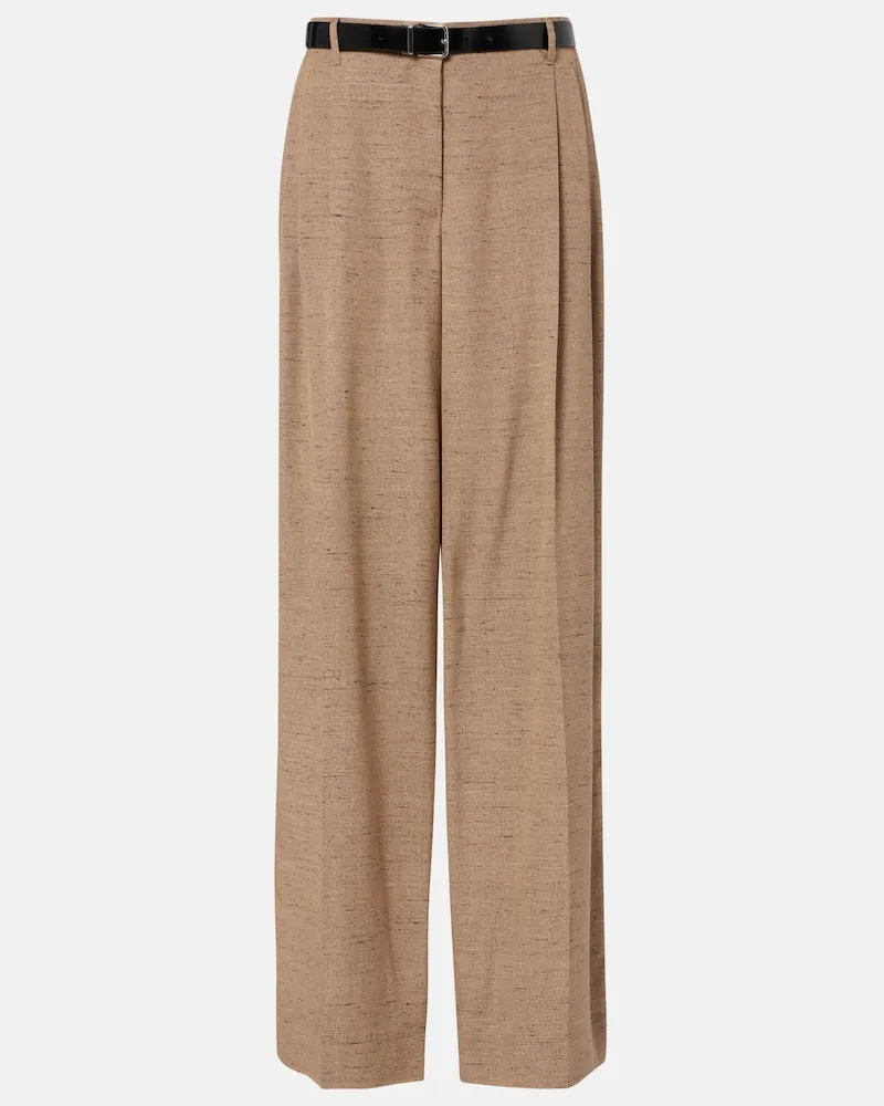 Dolce & Gabbana Pantaloni a gamba larga plissÃ© con cintura Beige