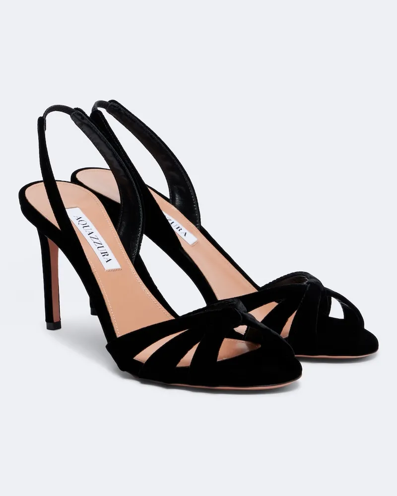 Aquazzura Sandali slingback Tati in velluto Nero