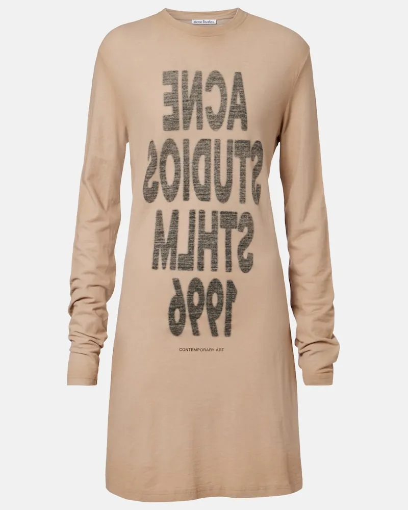 Acne Studios Abito corto in jersey di cotone Beige