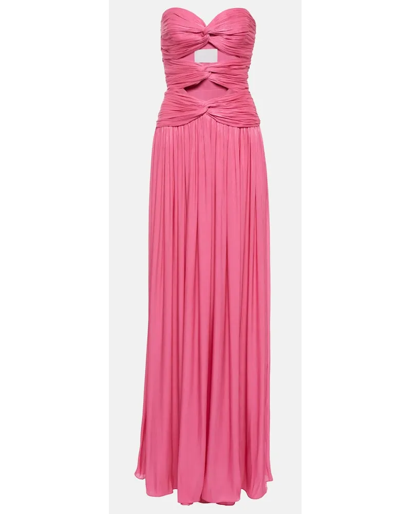 COSTARELLOS Abito lungo Ambria in georgette con cut-out Rosa