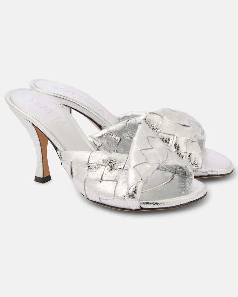 Bottega Veneta Mules Blink 80 in pelle Intrecciato Argento