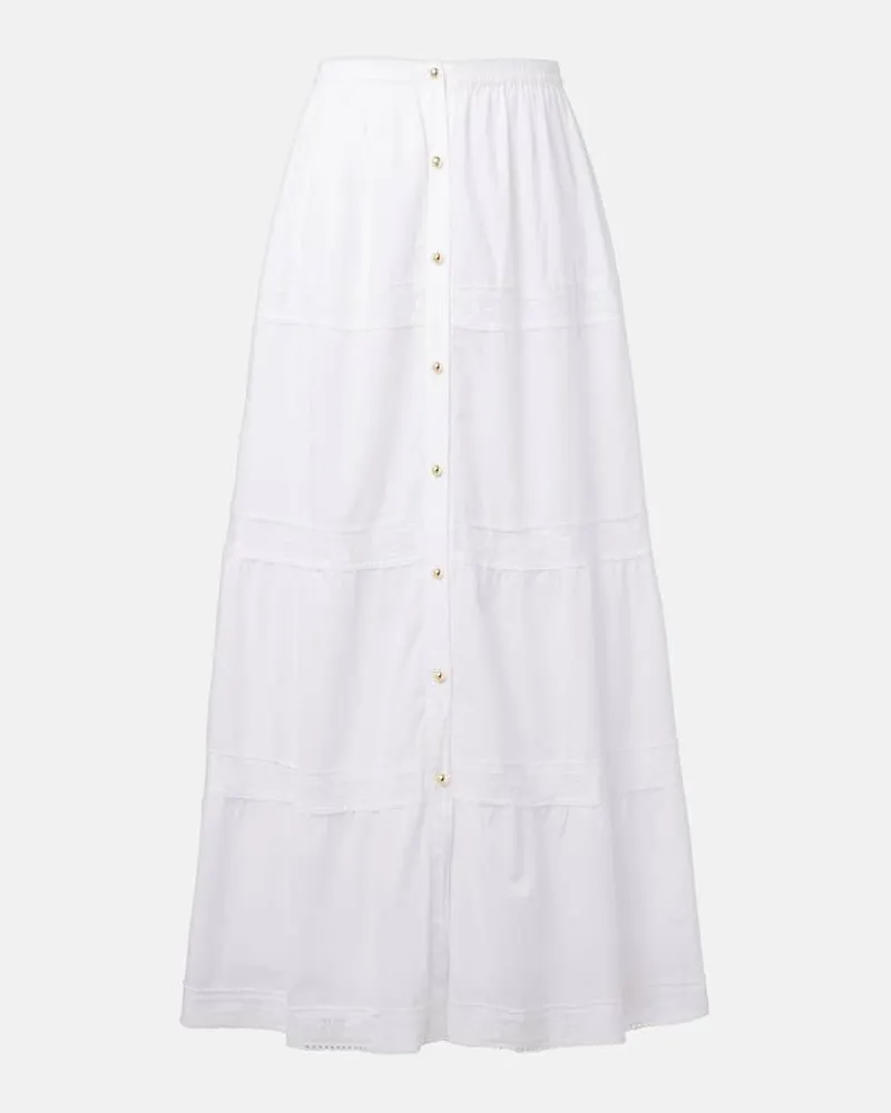 Melissa Odabash Gonna lunga Cate in cotone con pizzo Bianco