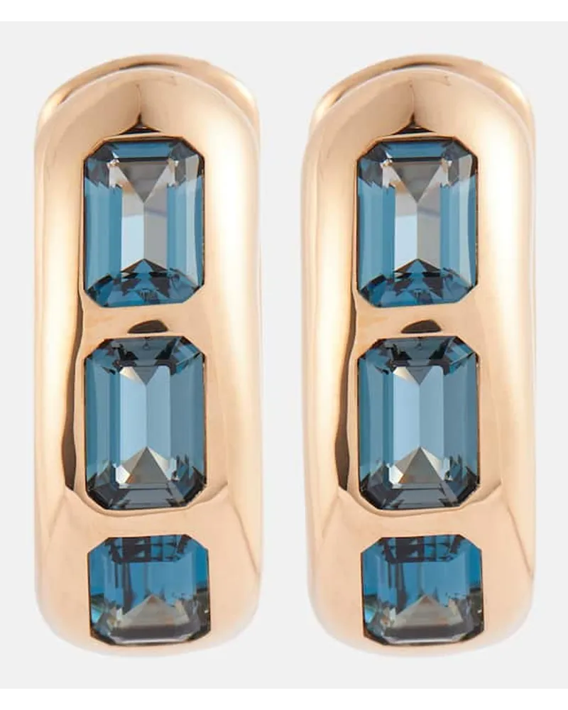Pomellato Orecchini Iconica in oro rosa 18kt con topazio blu Blu